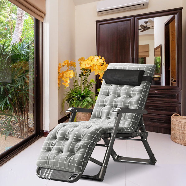 3 in 1 Full Flat Lounge Chair for Indoor Outdoor Patio Recliner Folding Reclining Lounge Chair